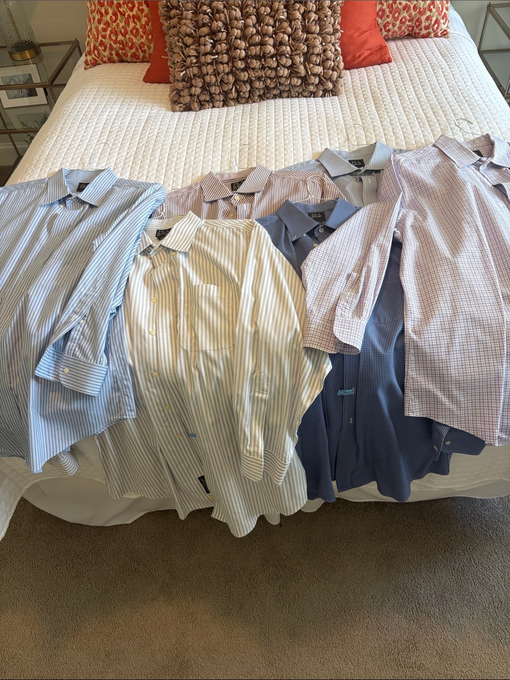 6 long-sleeved button down Jos. A BANK shirts. All Travelers Collection